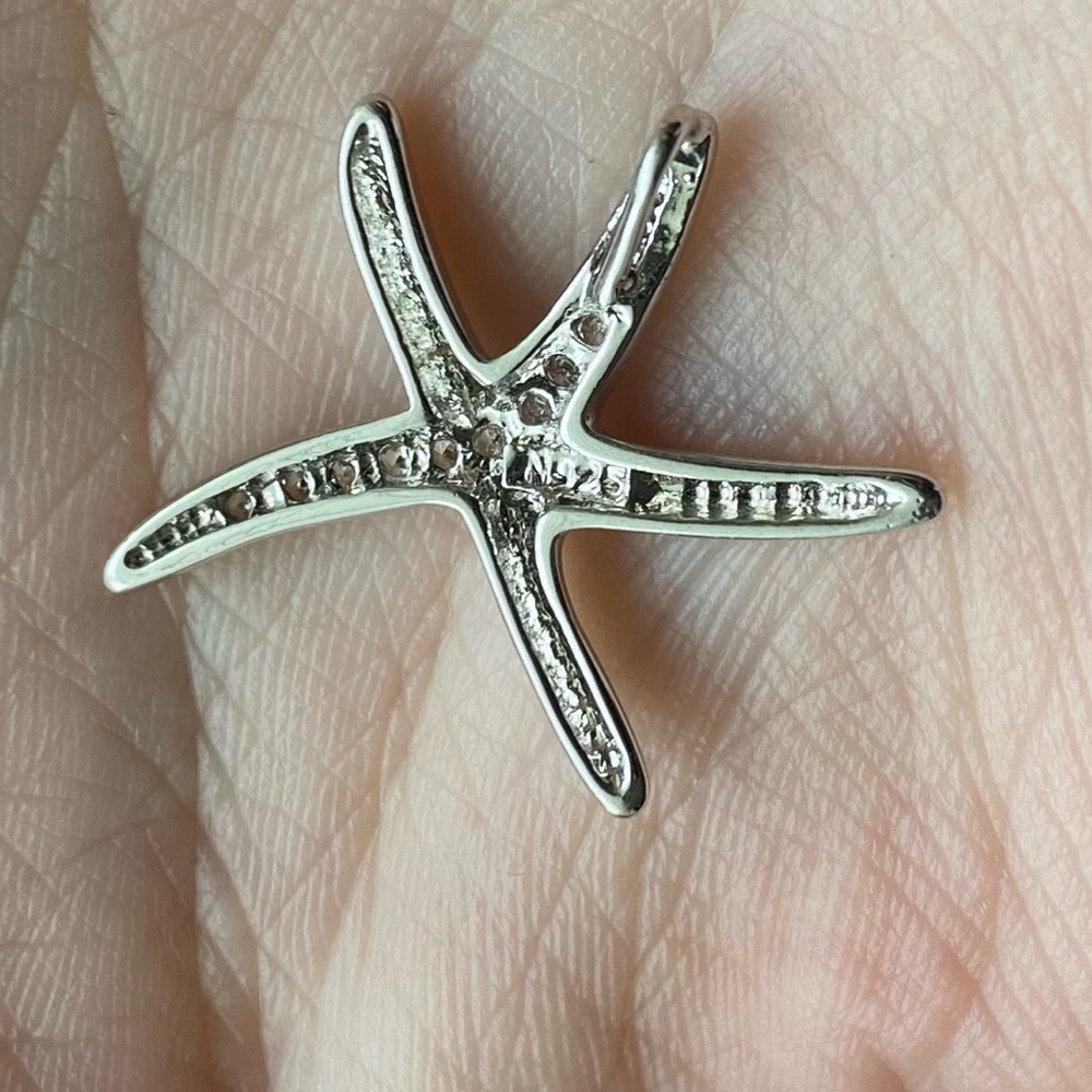 Sterling Silver Diamond Accented Starfish Necklace Charm - Picture 7 of 9